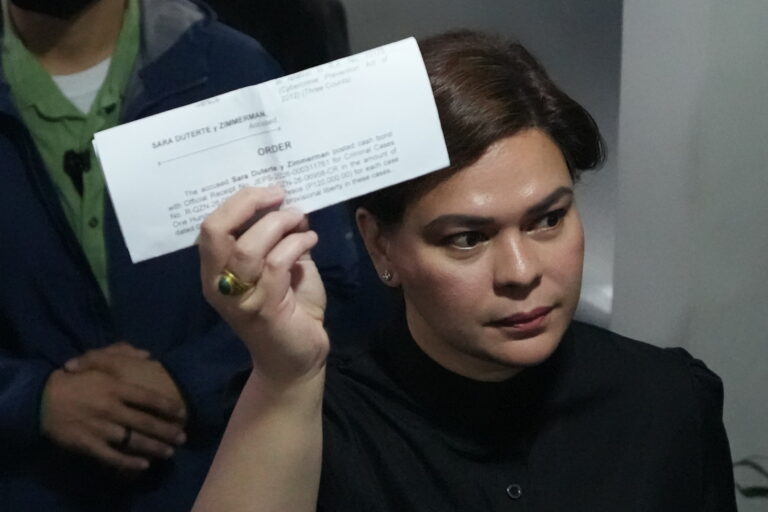 Philippines Vice President Sara Duterte posts bail after arrest Philippines Vice President Sara Duterte posts bail after arrest