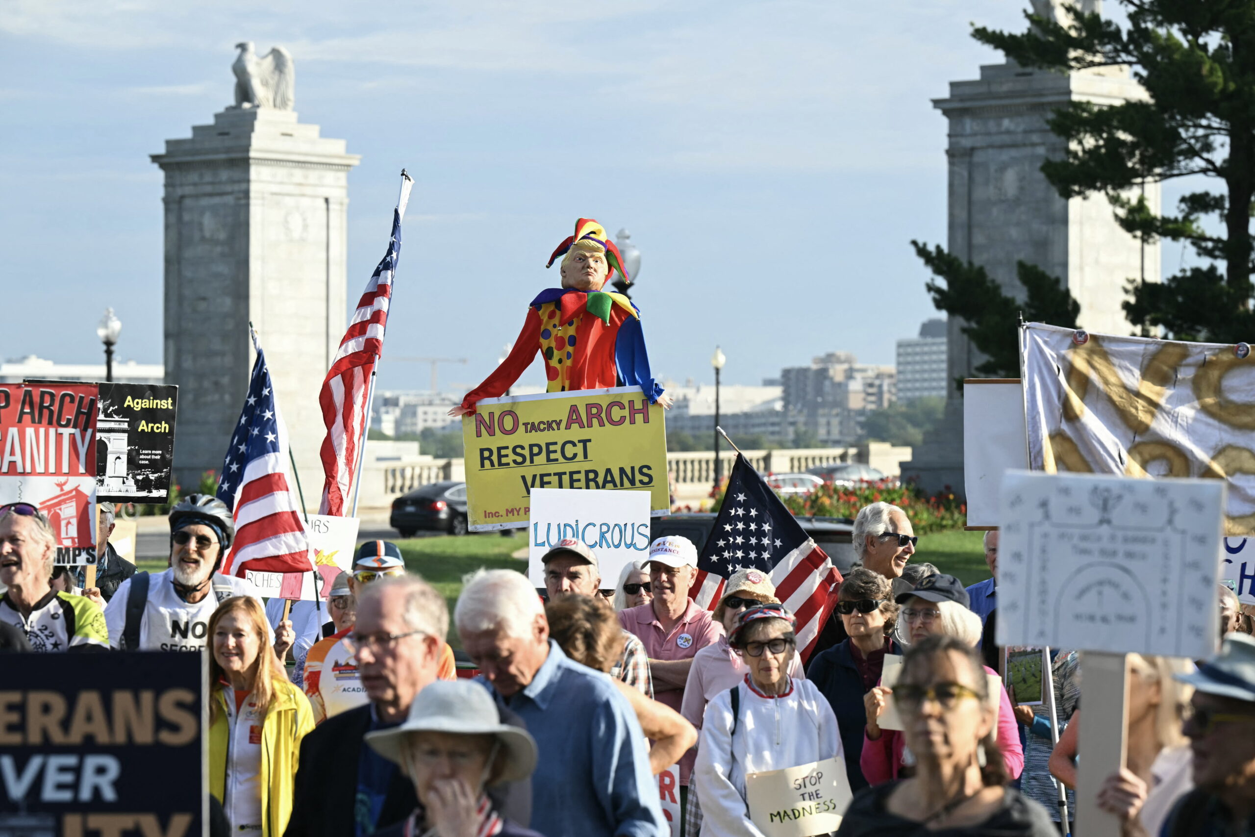 As Trump's proposed arch looms over D.C., protesters pin their hopes on the midterms